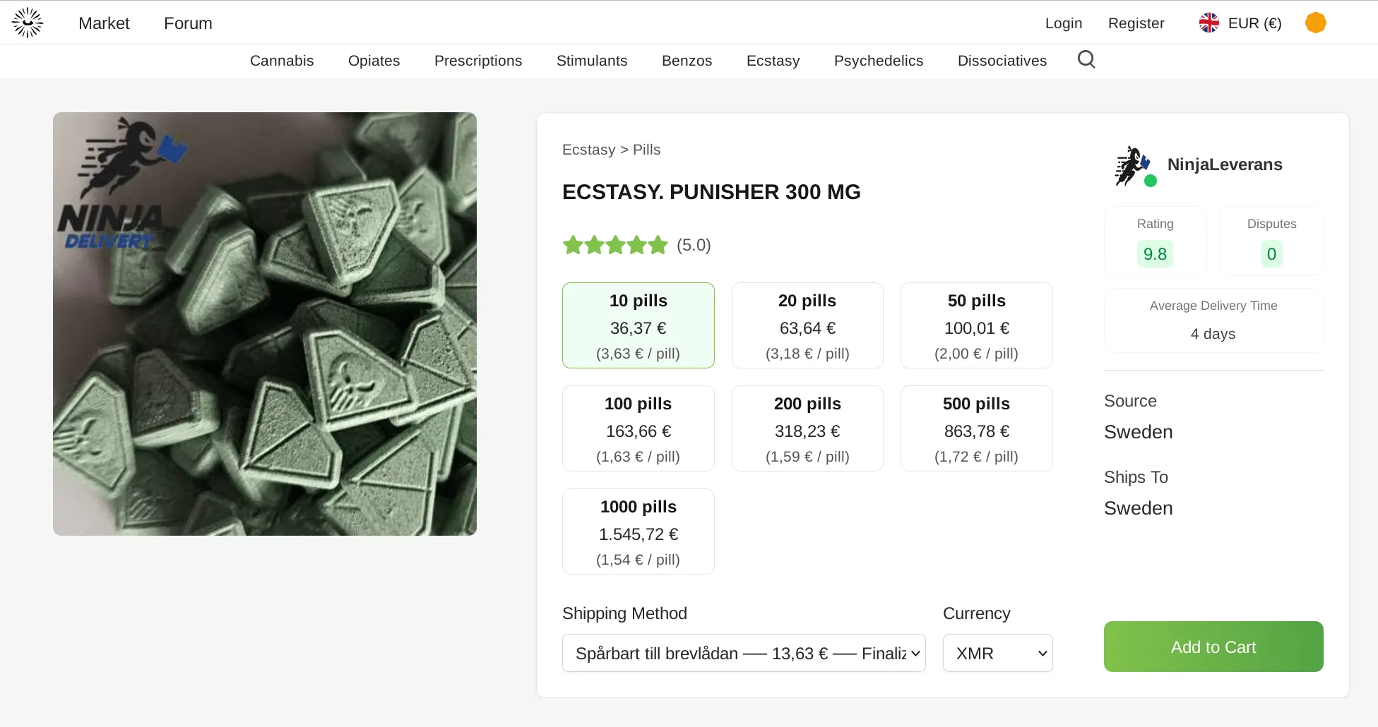 Catharsis Market interface showing marketplace dashboard and listings